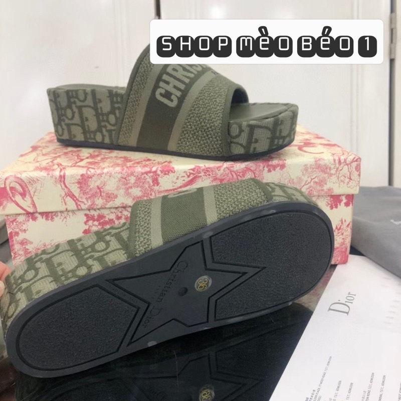 Dép cd quai ngang thổ cẩm đế xuồng fullbox