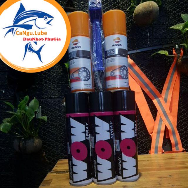 [TẶNG QUÀ] Xịt dưỡng sên repsol, vệ sinh sên WOW khách chọn bộ 2 sp sẽ được tặng bàn chải 3D