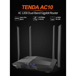 Router Wifi Tenda AC10 (4 anten 5dBi xuyên tường, 2 băng tần, KO USB) siêu mạnh bảo hành chính hãng 24 tháng 1 đổi 1