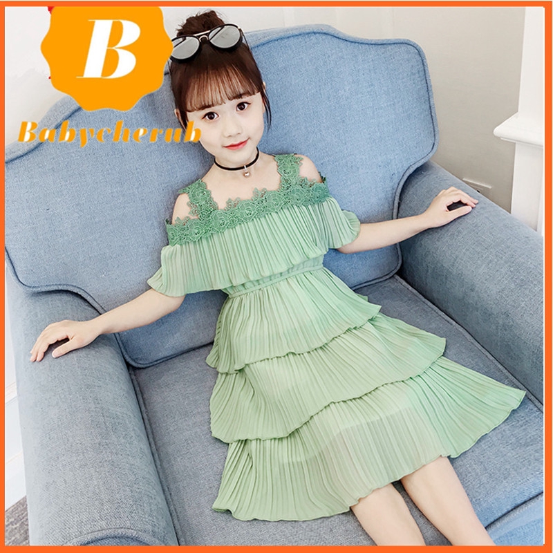 Đầm chiffon xếp tầng thanh lịch thời trang mùa hè dành cho bé gái