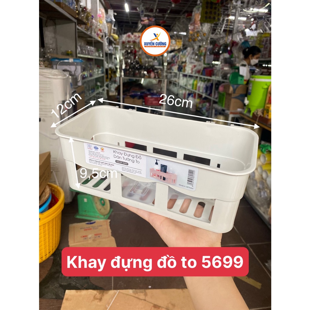 Khay Đựng Đồ Dán Tường 5698 - 5699 Việt Nhật, Kệ Để Đồ Phòng Tắm Nhà Bếp Dán Tường Siêu Dính Tiện Lợi Nhựa Cao Cấp