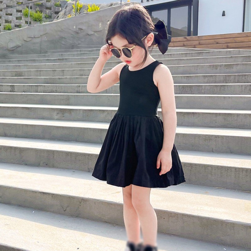 Đầm Không Tay Hở Lưng Ôm Dáng Dành Cho Bé Gái 1-7 Tuổi