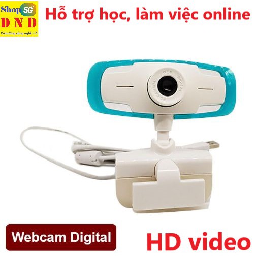 Webcam Digital 720p, có led chủ động tắt mở, có kẹp, không mic (Trắng)