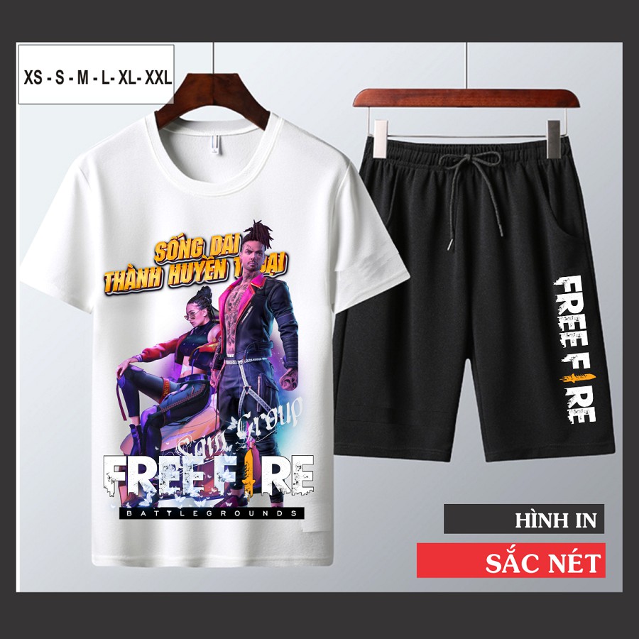 [ COMBO TIẾT KIỆM ] Set bộ gồm 1 áo in hình Free Fire + 1 quần đen unisex Moco + Antoni