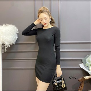 Váy body xích lưng quyến rũ, đầm body hở lưng tay dài SP353