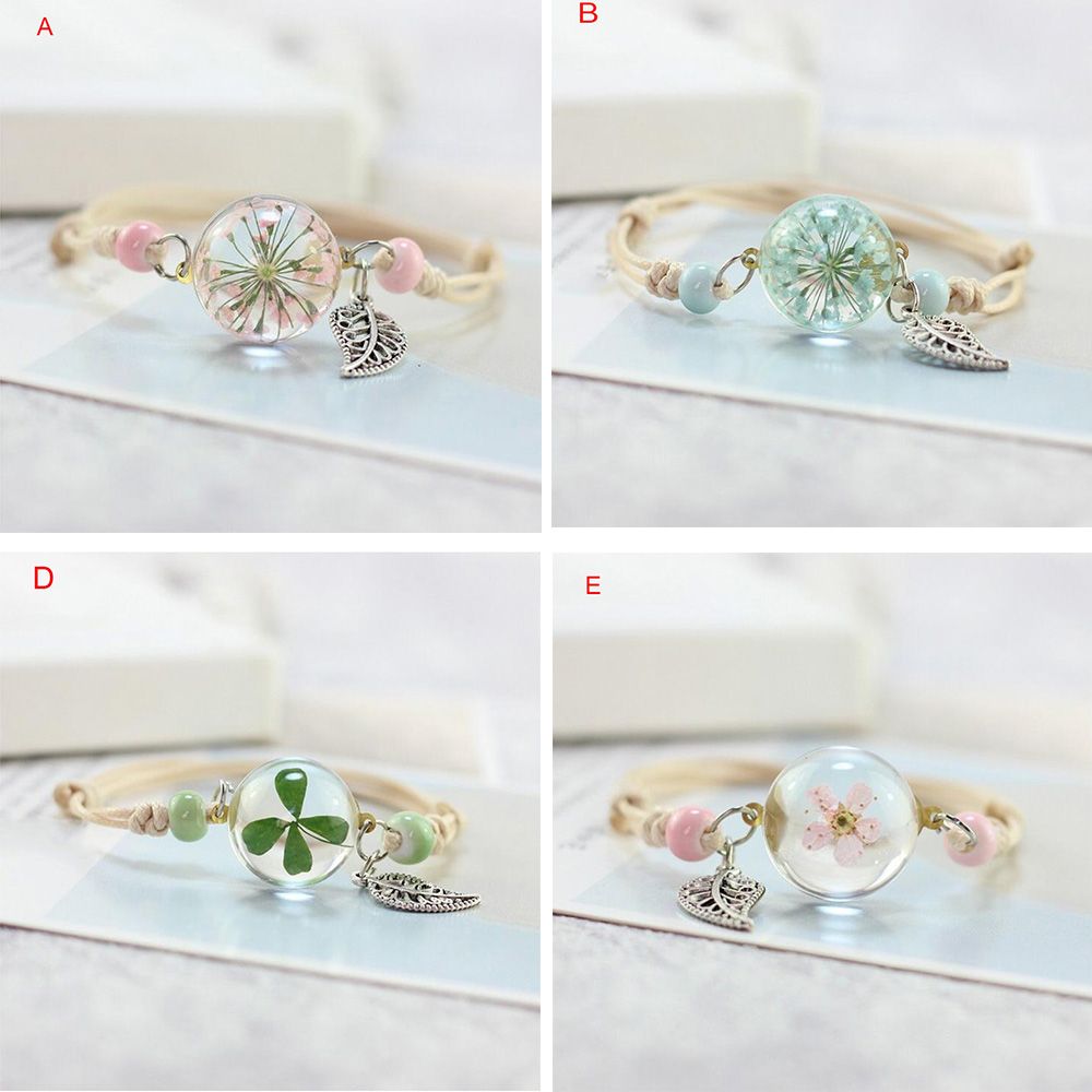 Vòng Tay Nữ Trang Đính Quả Cầu Cỏ Khô Xinh Xắn