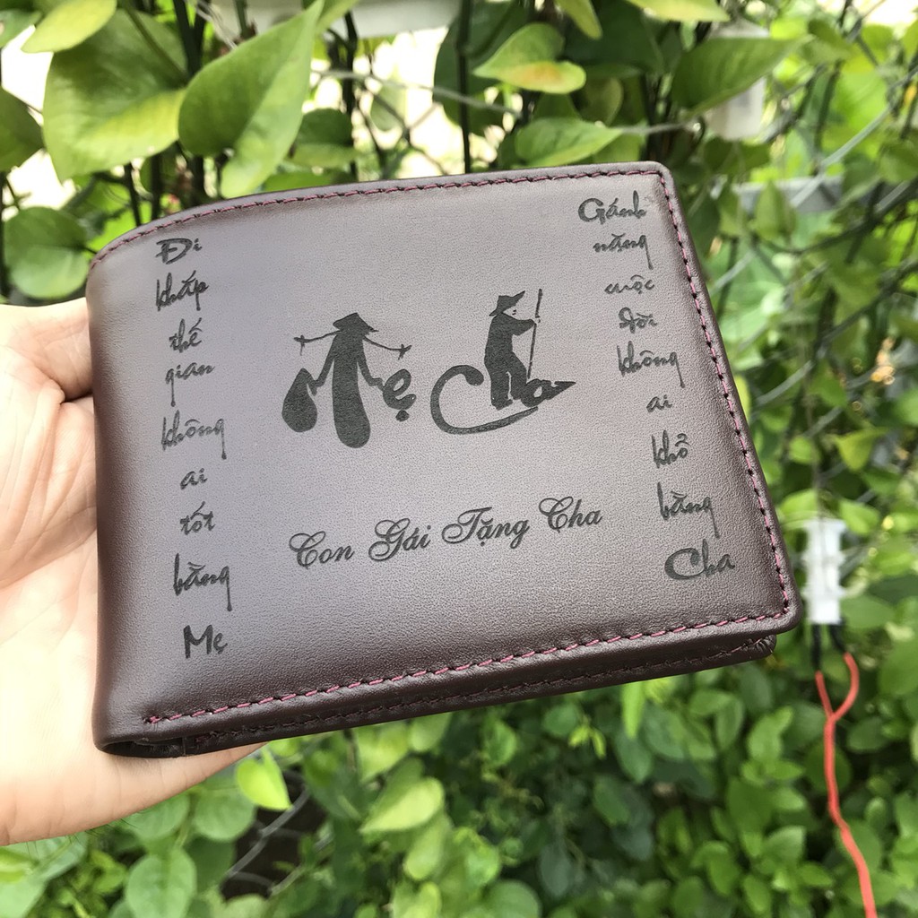 Ví Nam Da Bò Thật Khắc Chữ Khắc Hình Ảnh Theo Yêu Cầu️ Khắc Bằng Tia LASER  Bảo Hành 12 Tháng