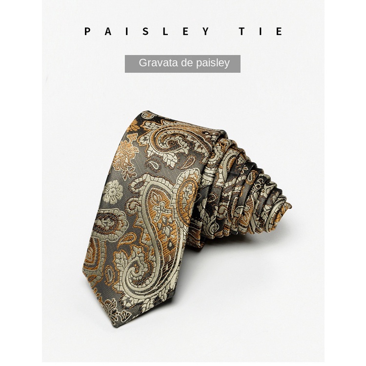 Cà Vạt Bản Nhỏ 6cm Họa Tiết Paisley Thời Trang Công Sở Cho Nam