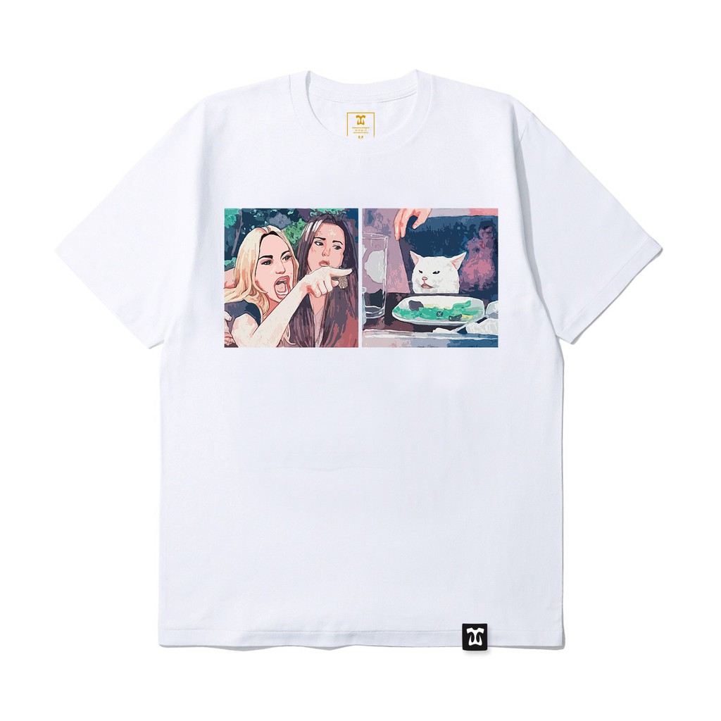 Áo thun Teeworld Smudge Lord - Woman Yelling at a Cat Nam Nữ Trắng Đen Form Rộng Unisex | BigBuy360 - bigbuy360.vn