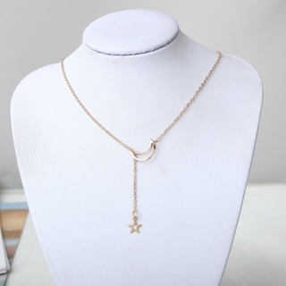 Vòng cổ Dài Mặt Trăng Và Ngôi Sao Thời Trang Hàn Quốc Đơn Giản Dành Cho Nữ