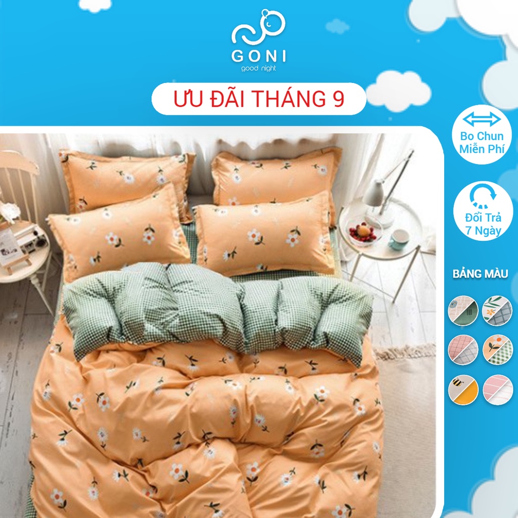 Bộ Chăn Ga Gối GONI Cotton Tici Hoạ Tiết Trẻ Trung Đủ Kích Thước Trải Nệm