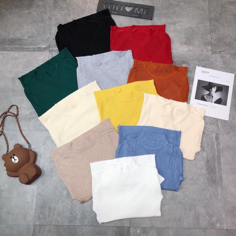 ÁO LEN TĂM CỔ 3 PHÂN NHIỀU MÀU SIÊU ĐẸP HÀNG QUẢNG CHÂU