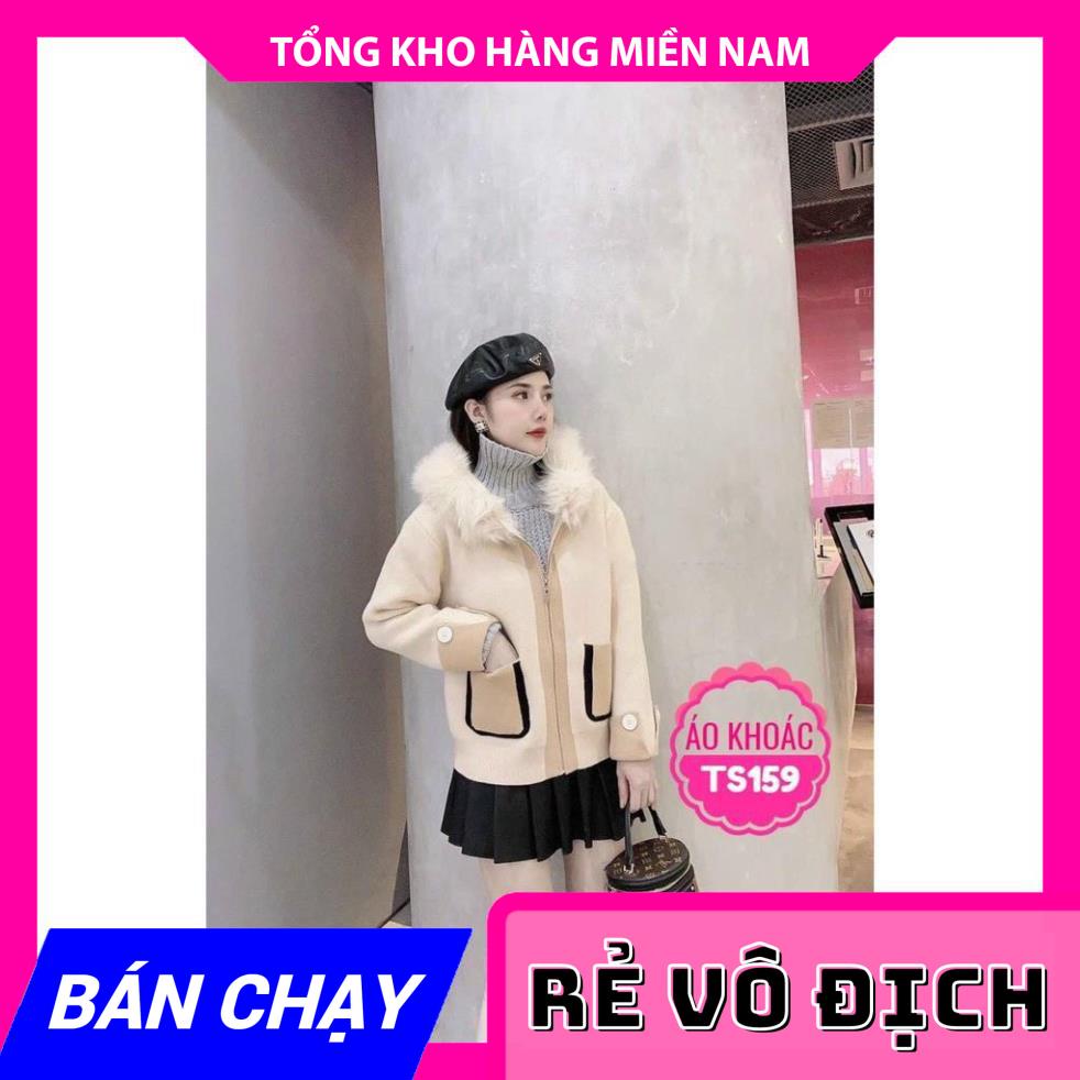 ÁO KHOÁC DẠ CỔ PHỐI LÔNG SIÊU SANG CHẢNH TS159 ⚡ẢNH THẬT⚡ ÁO KHOÁC LÔNG