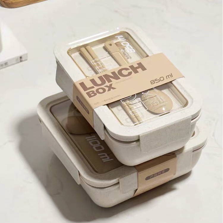 Hộp Đựng Cơm Lúa Mạch 2 Ngăn Giữ Nhiệt Kèm Đũa Thìa Cao Cấp | BigBuy360 - bigbuy360.vn
