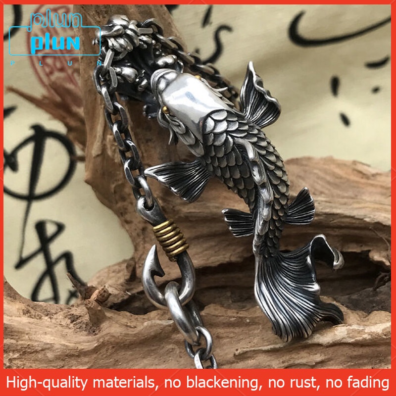 Plun-thiết Kế Chính Hãng Bạc Ý S925 Vòng Cổ Cá Chép Độc Đoán Cá Tính Thời Trang Nam Nữ Thật Và Hiệu Quả Trở Nên Giàu Có, Thu Hút Sự Giàu Có Và Gia Tăng May Mắn, Xua Đuổi Tà Ma