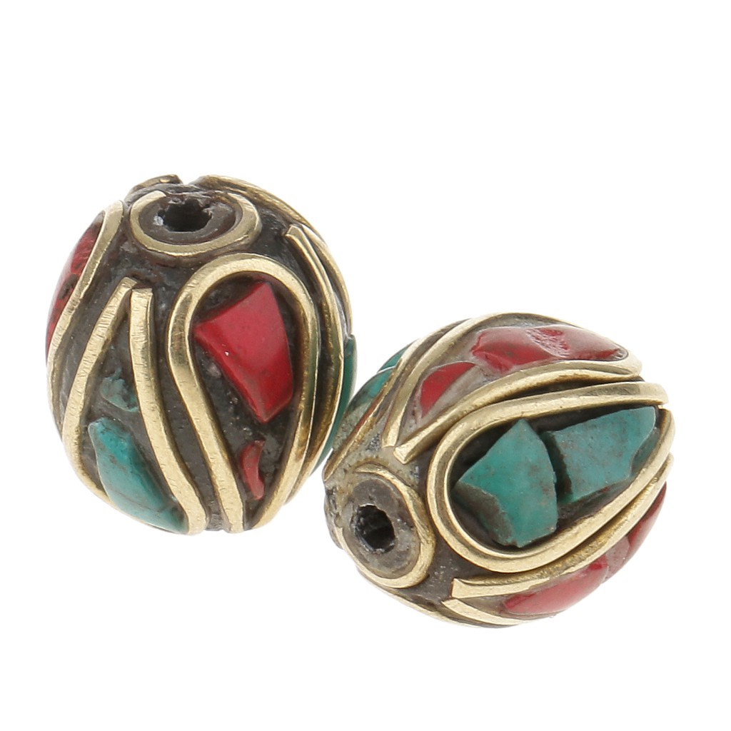 10pcs Tibetan Nepalese Handmade Beads Artisan Turquoise Coral Nepalese Beads