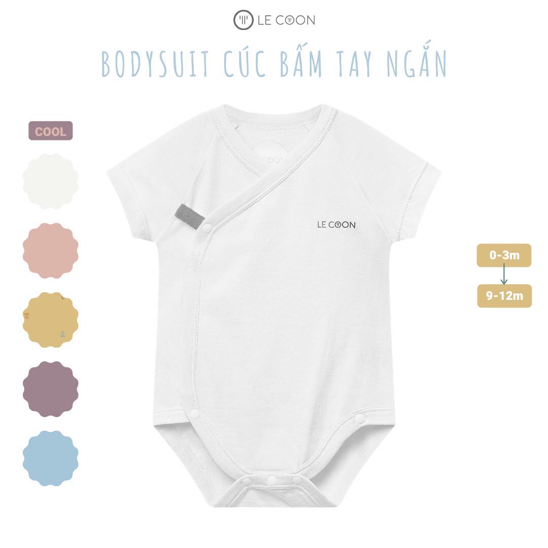 [Mã SKAMCLU7 giảm 10% cho đơn từ 0Đ] [Chính Hãng] Bodysuit cúc bấm chéo tay ngắn cotton trẻ em Le Coon