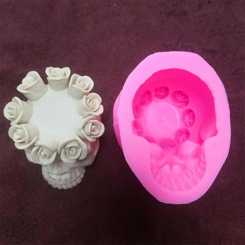 Khuôn Silicone Làm Chân Nến Hình Đầu Lâu Hoa