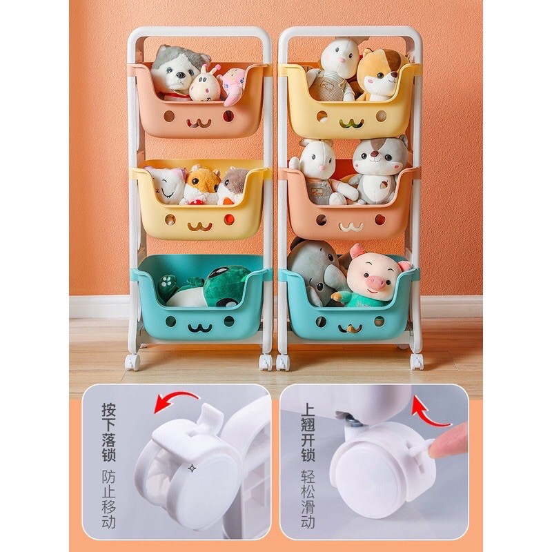 KỆ 3 TẦNG ĐỂ ĐỒ CHƠI CHO BÉ CÓ BÁNH XE
