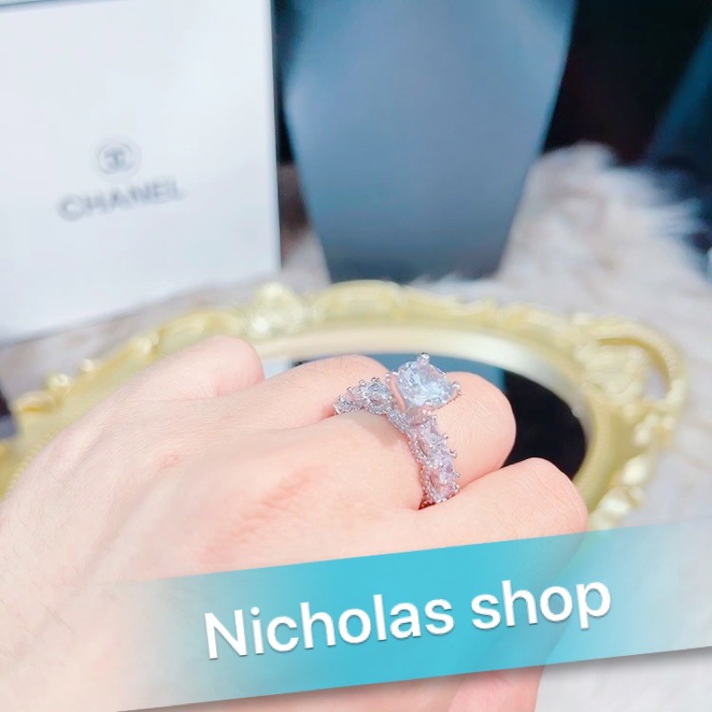 Nhẩn full xoàn bagguet mạ bạch kim