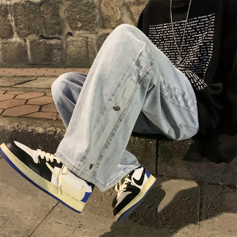 Quần jeans dài ống rộng thời trang cá tính dành cho nam