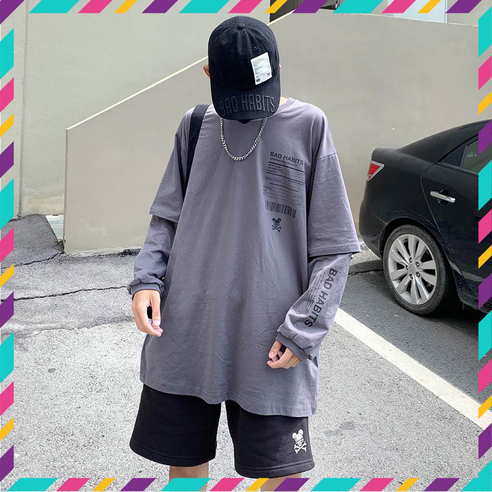 Quần Short Unisex/Nam/Nữ BAD.HABITS 💝FREESHP💝 Quần Đùi Thun Nam/Nữ In Hình Thỏ Xương, Form Rộng - Mố