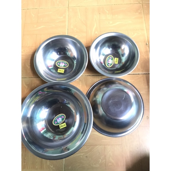 Thau inox xịn dày đường kính 18cm tới 36cm dùng làm thau đựng bột làm bánh