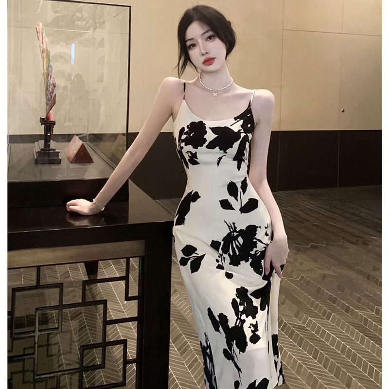 Đầm maxi Hai Dây Dáng Ôm Họa Tiết Hoa Thời Trang Mùa Hè Sang Trọng Cho Nữ