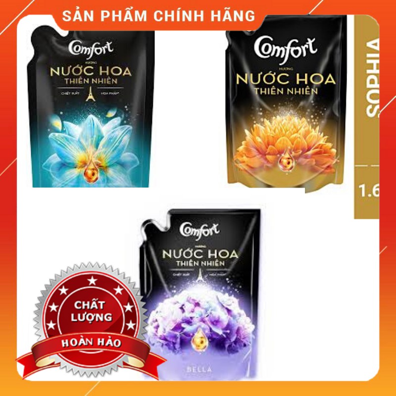 Nước Xả Vải Comfor Hương Nước Hoa Thiên Nhiên Thơm Lâu Cuốn Hút 1.6L (xanh,tím,vàng)