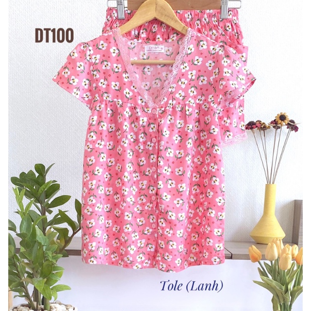 Đồ Bộ Nữ Mặc Nhà LUCKY Ngắn Cổ Tim Xinh Xắn Vải Mềm Mát