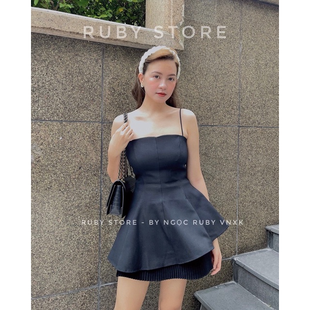 Áo 2 dây xòe peplum thiết kế cao cấp thanh lịch ( HÌNH THẬT RUBYSTORE 100%)