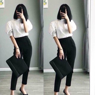 Quần tây công sở chun sau dáng baggy dưới 63kg dễ mặc