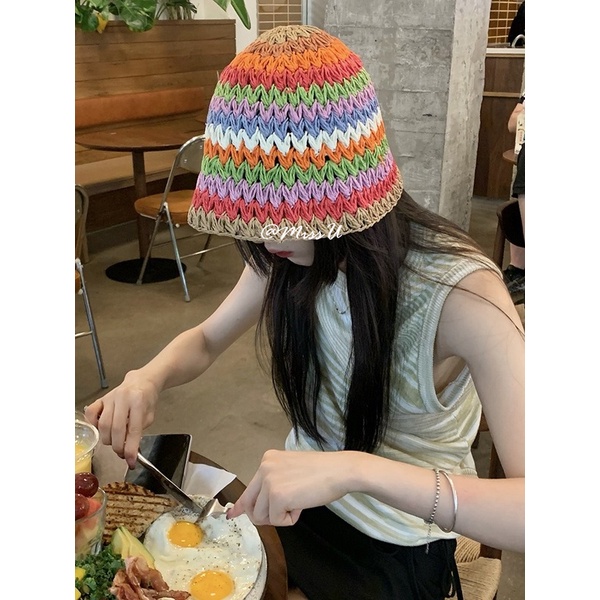 Nón Tai Bèo Đan Cói Nhiều Màu Sắc Chống Nắng Thời Trang Mùa Hè Cho Nữ