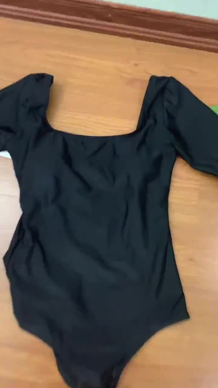 (Sẵn M,L,XL - QC cao cấp) Bikini đồ bơi nữ kín đáo áo tắm liền một mảnh cổ vuông tay lỡ hở lưng cực đẹp -2598 | BigBuy360 - bigbuy360.vn