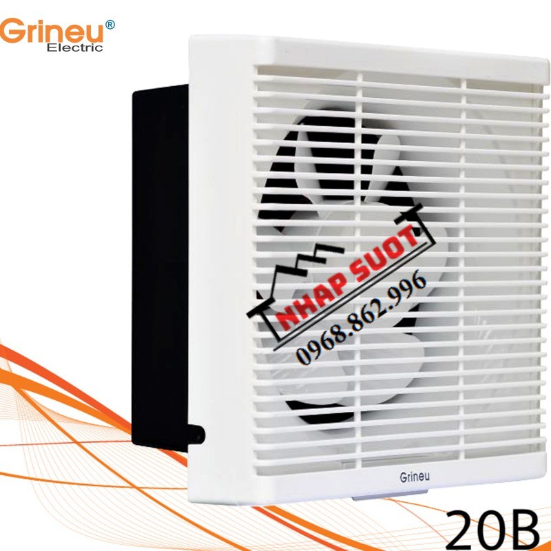 (Chính Hãng) Quạt Thông Gió Grineu GEB-20B2 25x25 Hút Tường