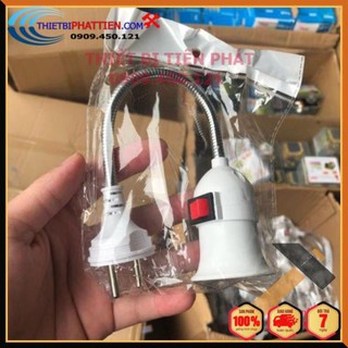FREESHIP Đuôi Đèn Vặn Lò Xo E27 Xoáy Lò Xo 360 Độ Có Phích Cắm, Công Tắc.