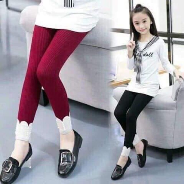 Quần legging len chân đính ngọc hàng Quảng Châu bao chất dày, mềm, ấm size 15-25kg