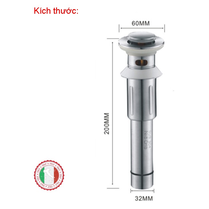 Bộ Xi Phông + Ống thoát bồn rửa lavabo - Loại nút bấm - Hàng cao cấp HVMMA ITALIA