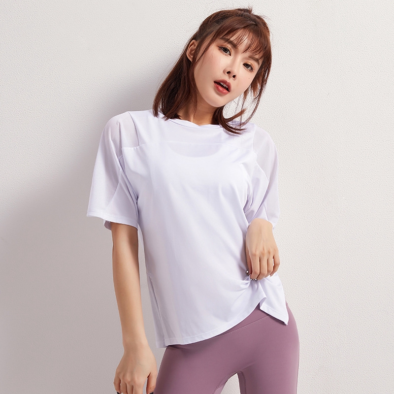 Áo thun tập thể thao thiết kế xẻ tà độc đáo cho nữ