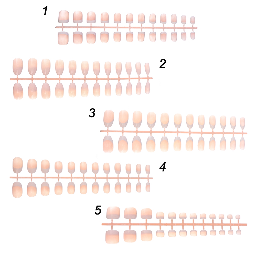 Set 24 móng tay giả nhiều kích cỡ màu hồng nhẹ nhàng phong cách Pháp thanh lịch cho nữ