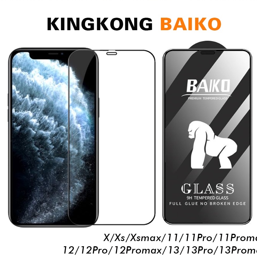 Cường Lực Baiko Iphone Xs max 14 Pro max 7 8 Plus 13 Pro 13 Promax 11 Pro max X Xr Xs 12 Pro 12 Promax Full màn