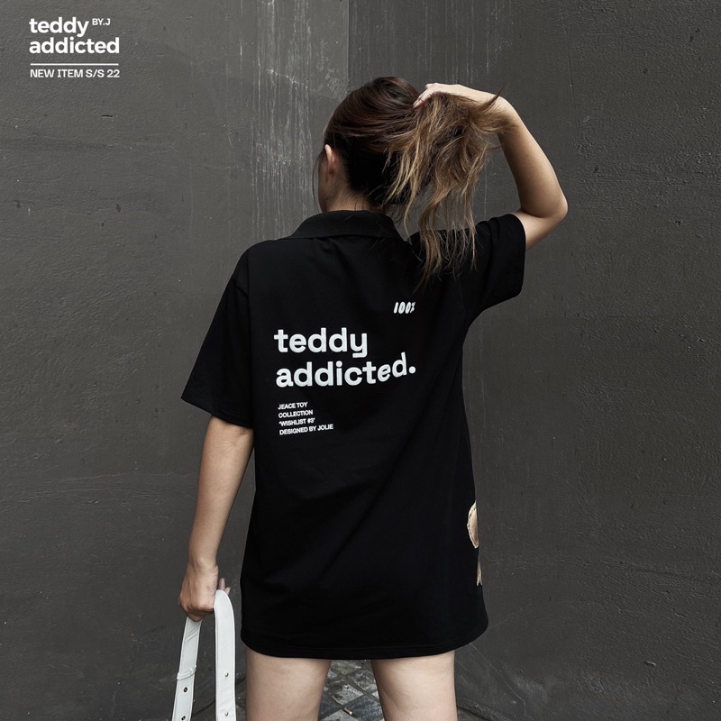 Áo polo cổ kéo khoá Teddy addicted form suông unisex nam nữ chất cotton thoáng mát