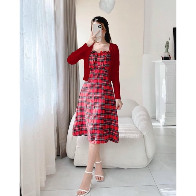 SET ĐẦM CARO MIDI + ÁO KHOÁC