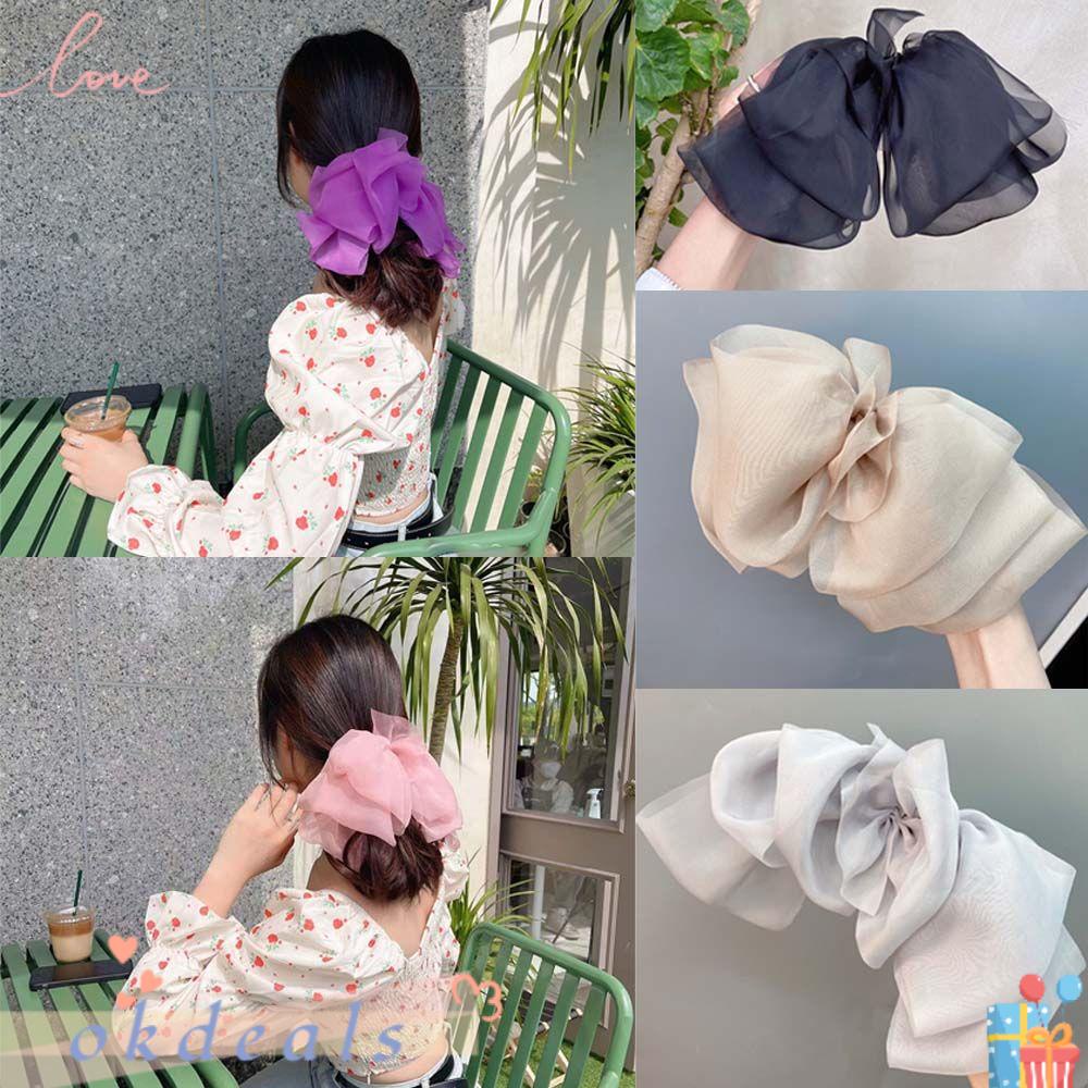 Kẹp Tóc Hình Nơ Đính Ngọc Trai Cỡ Lớn Chống Trượt