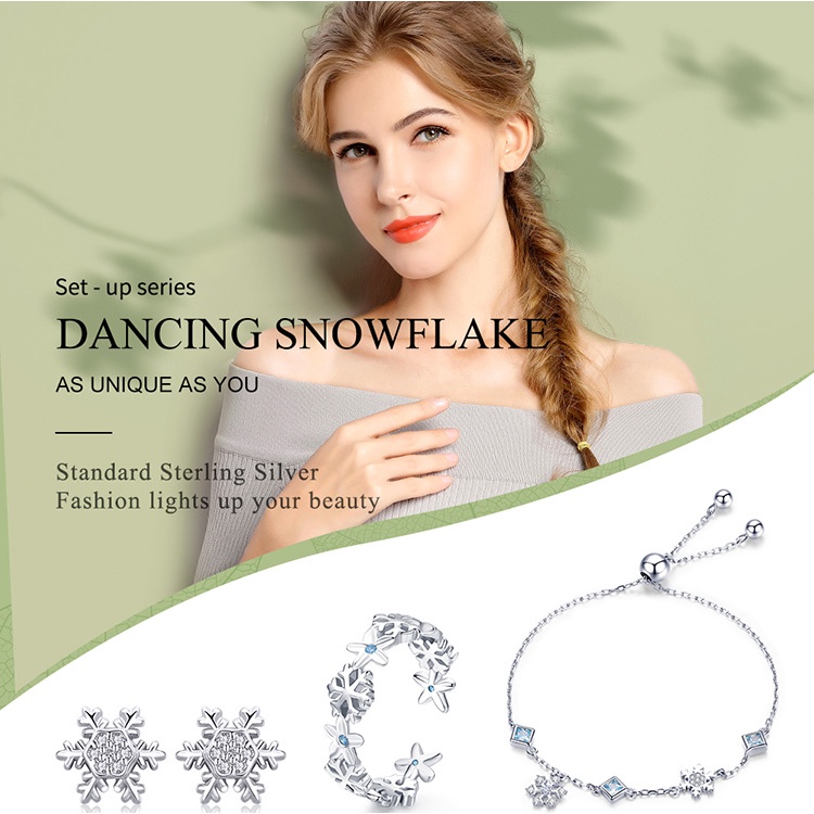 BAMOER Bông Tai Xi bạc 925 HìNh Bông TuyếT ĐíNh Đá Zircon