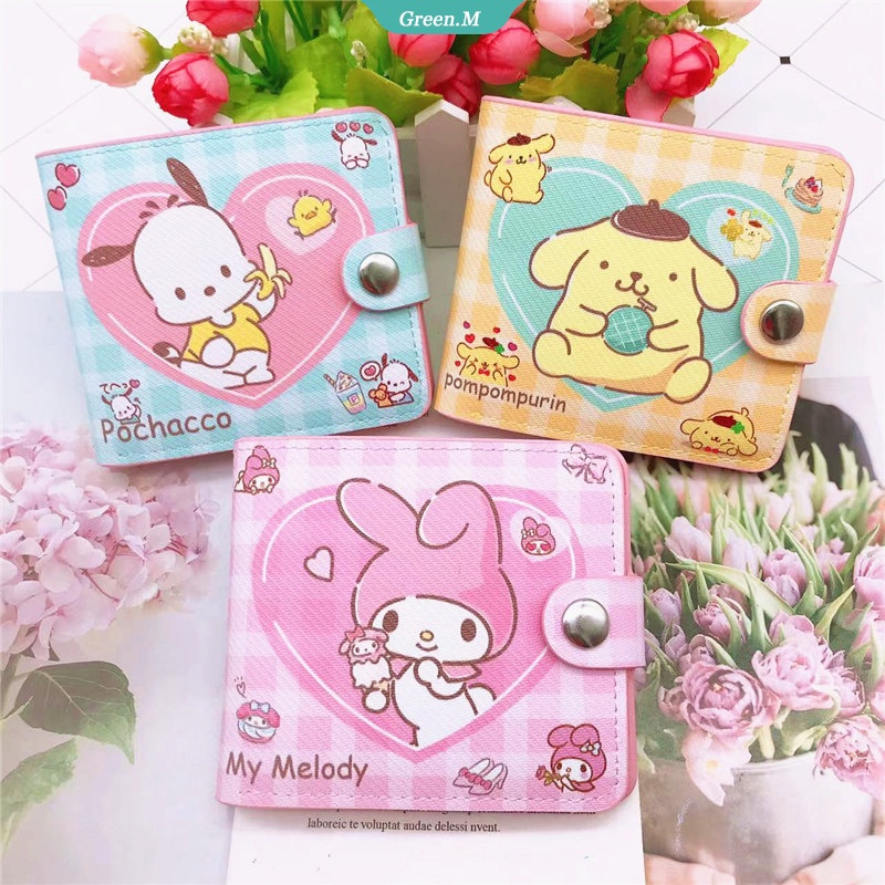 Ví Đựng Tiền Xu Mini Bằng Da Pu Họa Tiết Hoạt Hình Sanrioed Hello Kitty Cinnamoroll Kuromi Mymelody Dễ Thương Cho Nữ
