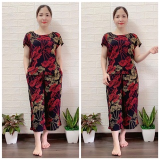 Bộ đồ ngủ trung niên - A10đồ bộ trung niên lanh ống sớ rộng lửng cho người già người lớn tuổi
