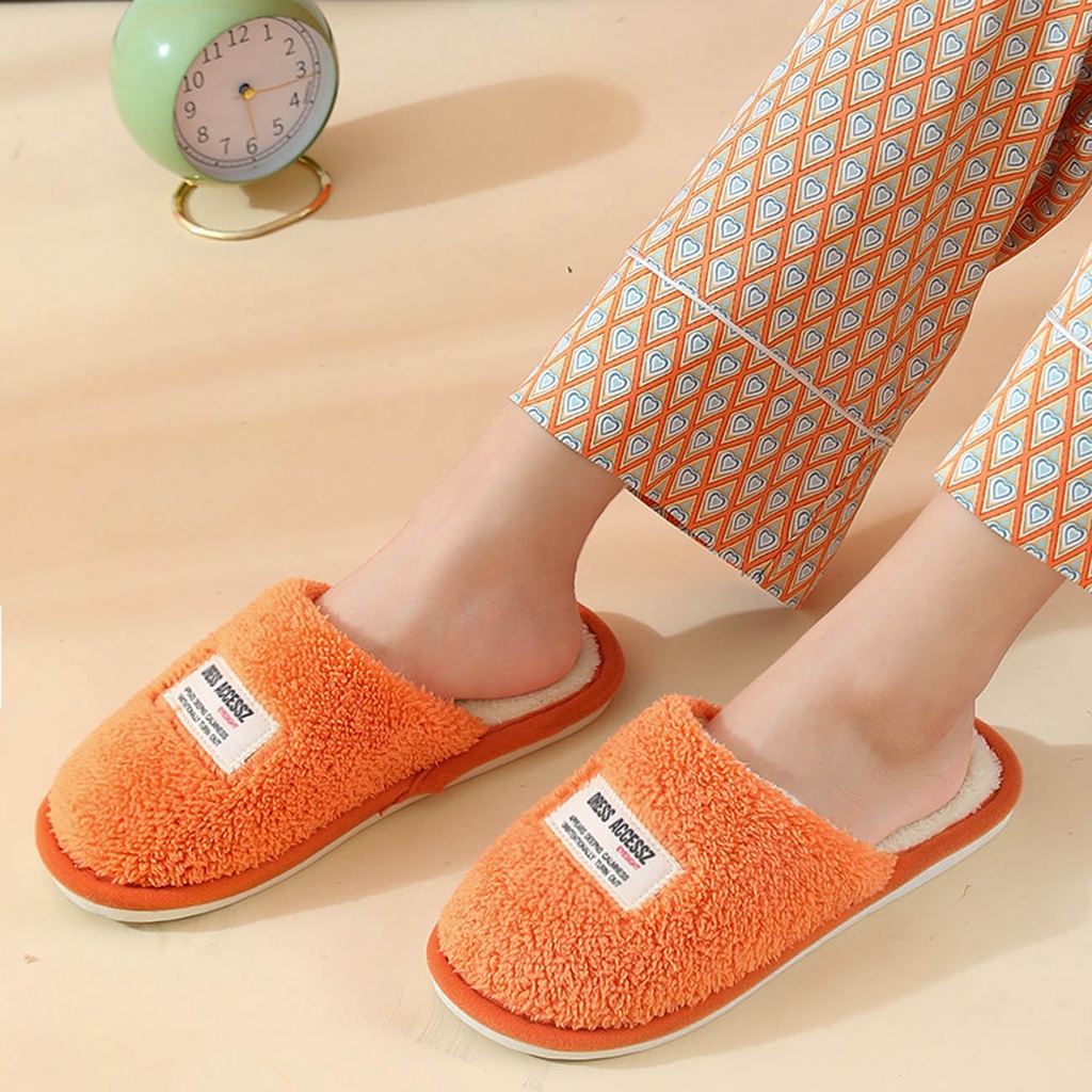 Dép JUJIAJIA bằng nhung ấm áp thoáng khí chống trượt thiết kế đàn hồi