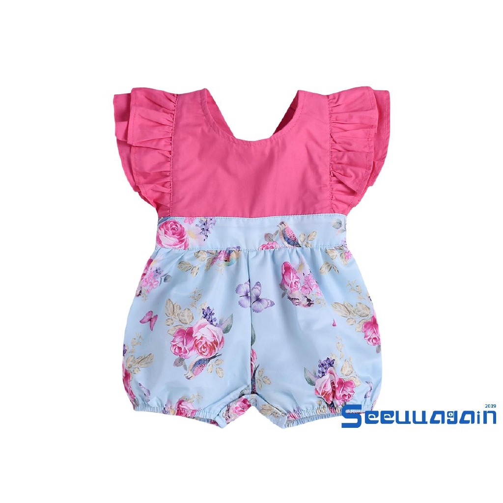Bộ đồ jumpsuit in hoa dễ thương dành cho bé gái từ 0-18 tháng tuổi