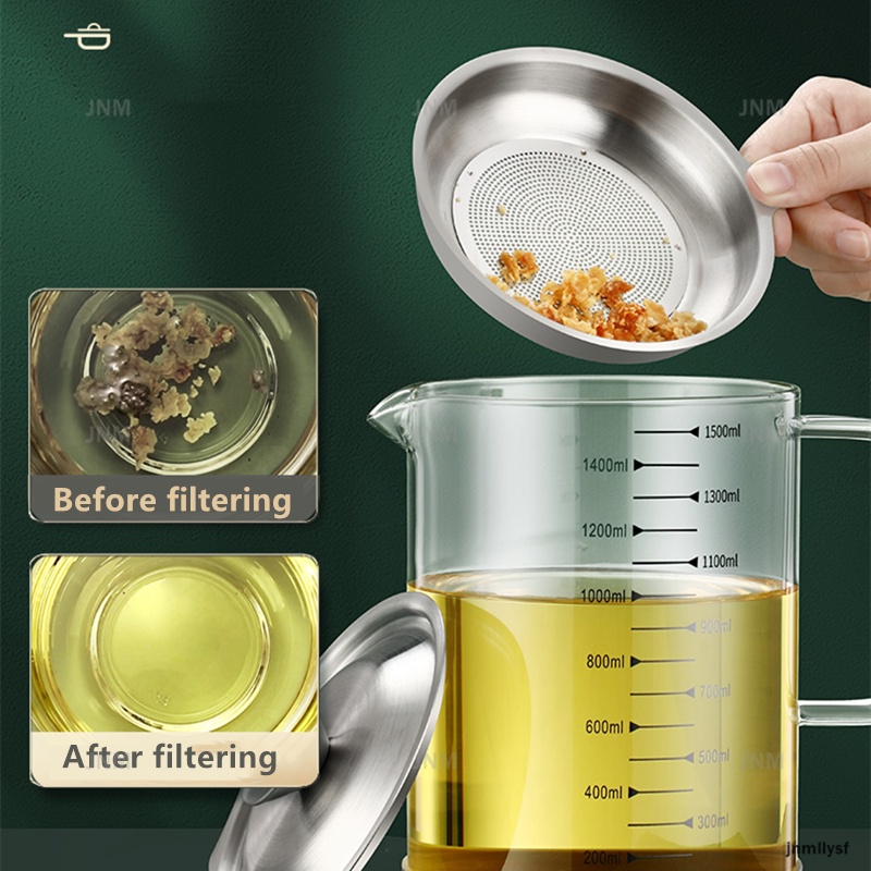 Bình đựng dầu ăn bằng thủy tinh trong suốt 1500ml kèm bộ lọc dầu tiện dụng cho nhà bếp